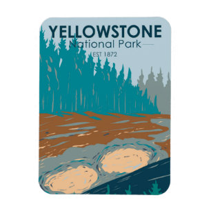 Yellowstone National Park Schlammvulkan Vintage Magnet