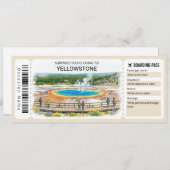 Yellowstone National Park Trip Boarding Pass Einladung (Vorne/Hinten)