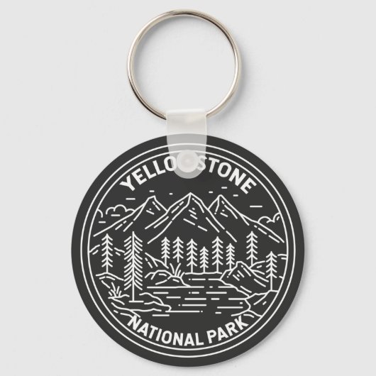 Yellowstone National Park Vintage Monoline Schlüsselanhänger (Vorderseite)
