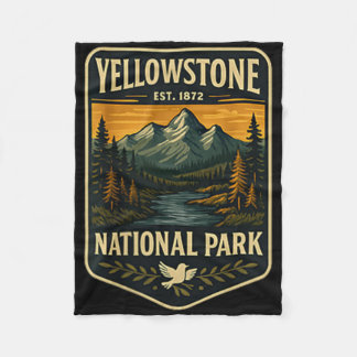 Yellowstone National Park Vintage-Patch-Emblem Wan Fleecedecke