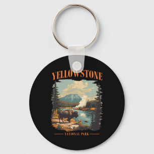 Yellowstone National Park Vintage Wandern Camping  Schlüsselanhänger