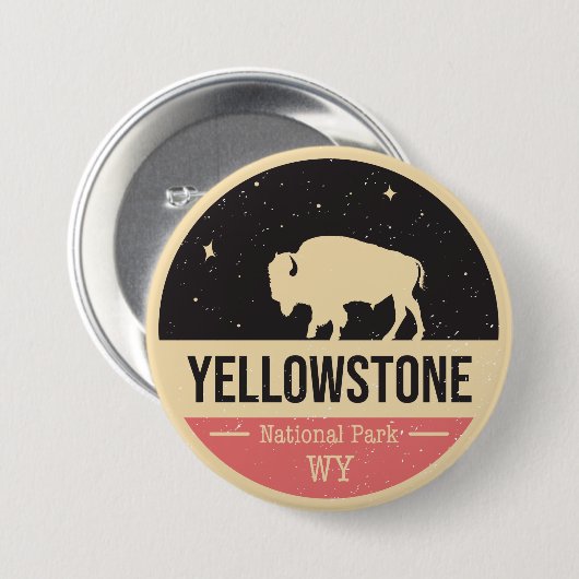Yellowstone Nationalpark Abzeichen-Knopf Button (Vorne & Hinten)