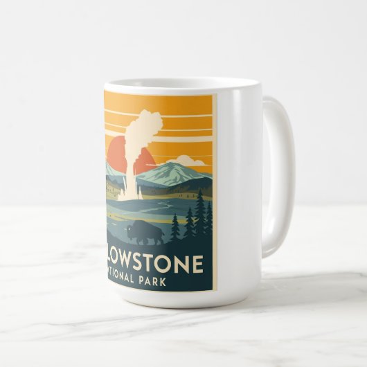 Yellowstone Nationalpark Adventure Design Kaffeetasse (VorderseiteRechts)