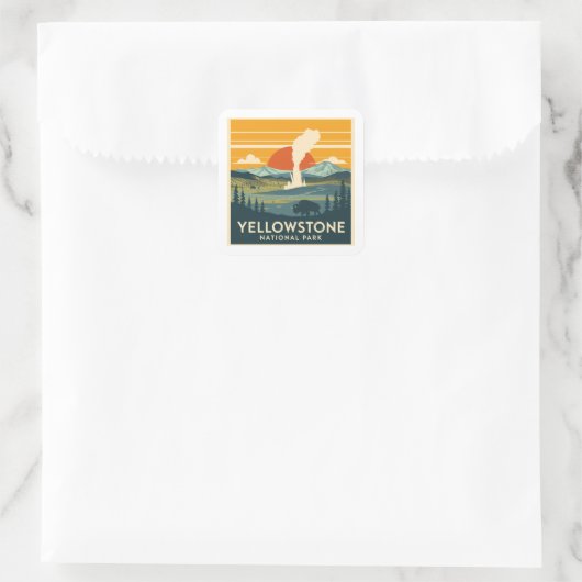 Yellowstone Nationalpark Adventure Design Quadratischer Aufkleber (Tasche)