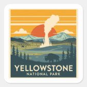 Yellowstone Nationalpark Adventure Design Quadratischer Aufkleber (Vorderseite)