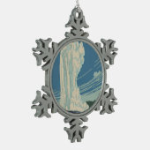Yellowstone Nationalpark Alte Treue Schneeflocken Zinn-Ornament (Links)