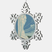 Yellowstone Nationalpark Alte Treue Schneeflocken Zinn-Ornament (Rechts)
