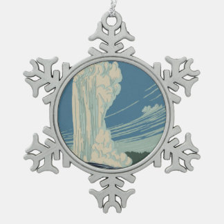Yellowstone Nationalpark Alte Treue Schneeflocken Zinn-Ornament