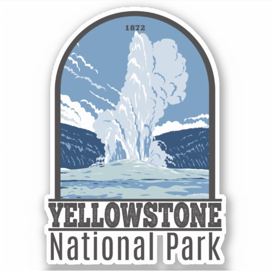 Yellowstone Nationalpark Alte Treue Vintag Aufkleber (Vorderseite)