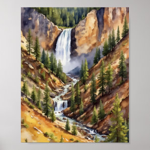 Yellowstone Nationalpark Artist Point Wasserfarbe Poster