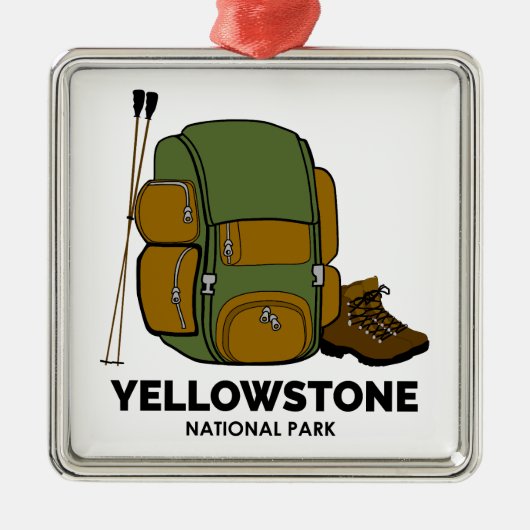 Yellowstone-Nationalpark-Backpacker Ornament Aus Metall (Vorne)