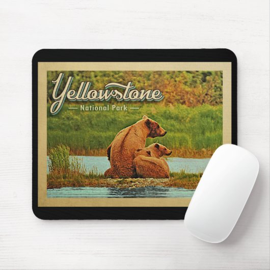 Yellowstone Nationalpark Bears Vintag Mousepad (Mit Mouse)