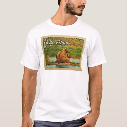 Yellowstone Nationalpark Bears Vintag T-Shirt (Vorderseite)