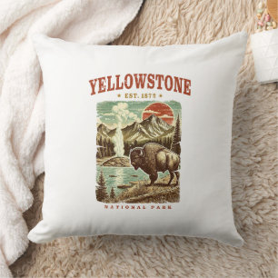 Yellowstone Nationalpark - Berg und Bison Kissen
