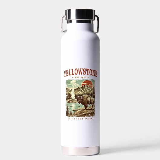 Yellowstone Nationalpark - Berg und Bison Trinkflasche (Vorne)