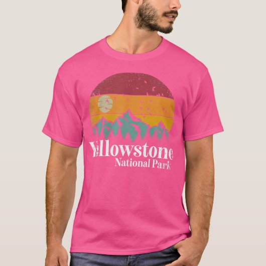 Yellowstone Nationalpark Berge Retro Wandern C T-Shirt (Vorderseite)