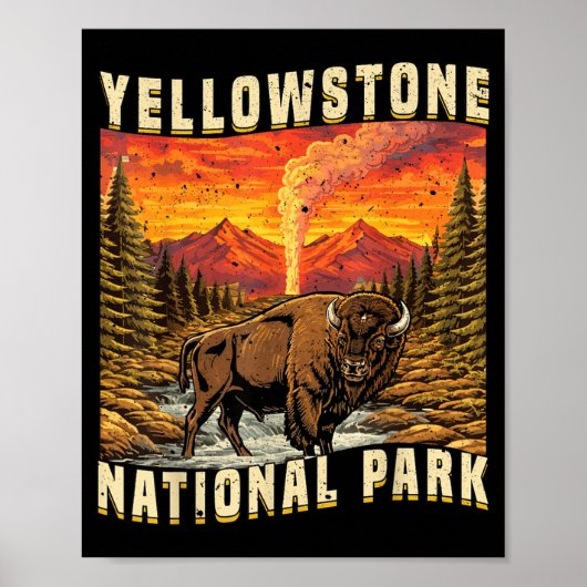 Yellowstone-Nationalpark Bison Büffel Kühe Poster (Vorne)