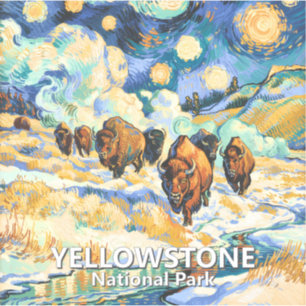 Yellowstone-Nationalpark-Bison im Stil von Van Gog Aufkleber