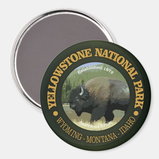 Yellowstone-Nationalpark (Bison) Magnet (Vorderseite/Rückseite)