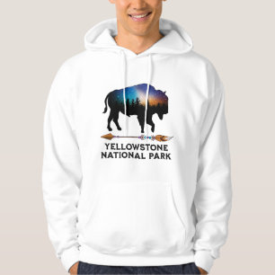 Yellowstone Nationalpark Bison Night Sky Vacation Hoodie