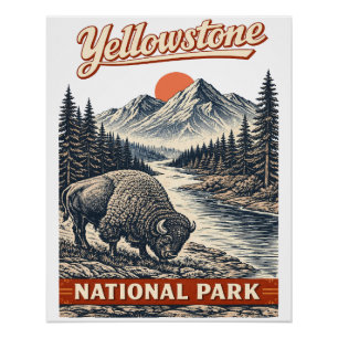Yellowstone-Nationalpark - Bison Poster