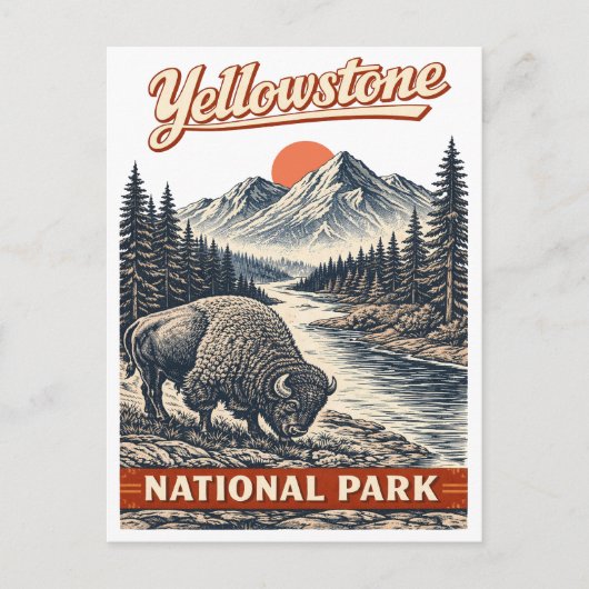 Yellowstone-Nationalpark - Bison Postkarte (Vorderseite)