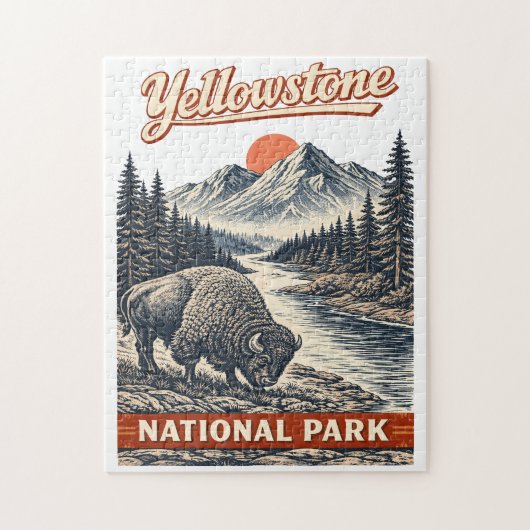 Yellowstone-Nationalpark - Bison Puzzle (Vertikal)
