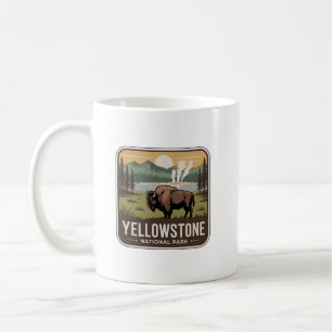 Yellowstone-Nationalpark-Bison- und Geysir-Abzeich Kaffeetasse