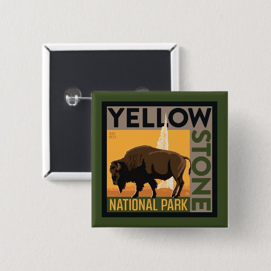 Yellowstone-Nationalpark | Buffalo Button (Vorne & Hinten)