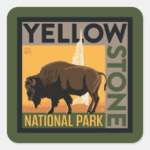 Yellowstone-Nationalpark | Buffalo Quadratischer Aufkleber (Vorderseite)