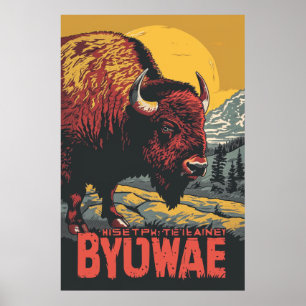 Yellowstone Nationalpark Buffalo Reiseplakat Poster