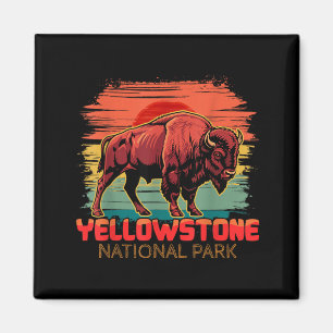Yellowstone-Nationalpark Büffel Bison Sonnenunterg Magnet