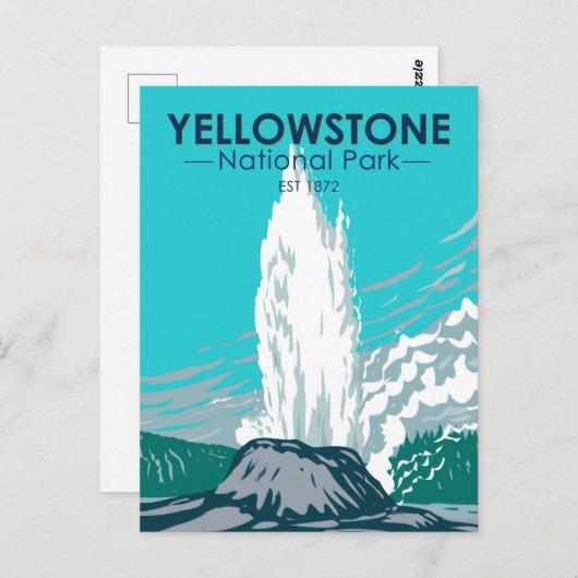 Yellowstone Nationalpark Burg Geyser Vintag Postkarte (Vorne/Hinten)