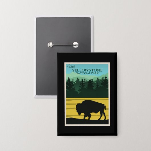 Yellowstone-Nationalpark Button (Vorderseite/Rückseite)