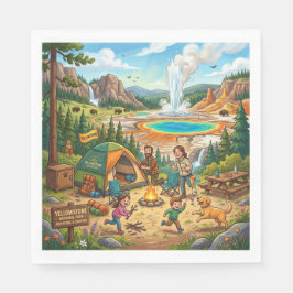 Yellowstone Nationalpark Camping Familienabenteuer Serviette
