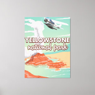 Yellowstone Nationalpark Cartoon Reiseplakat Leinwanddruck