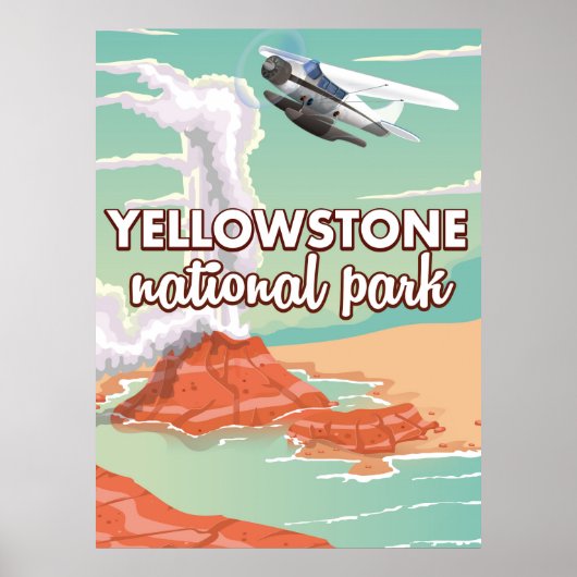 Yellowstone Nationalpark Cartoon Reiseplakat Poster (Vorne)