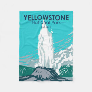 Yellowstone-Nationalpark Castle Geyser Vintage  Fleecedecke