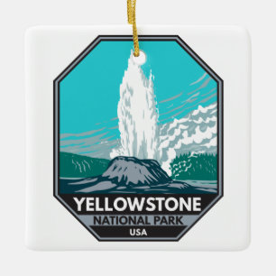 Yellowstone-Nationalpark Castle Geyser Vintage Keramikornament