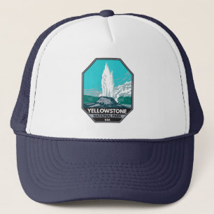 Yellowstone Nationalpark Castle Geyser Vintage Truckerkappe