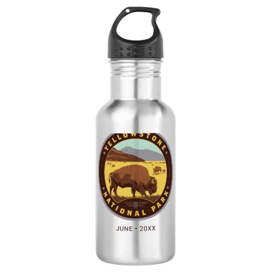 Yellowstone-Nationalpark Edelstahlflasche (Vorderseite)