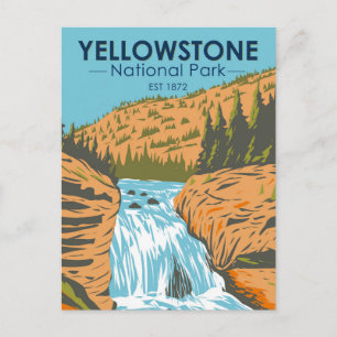 Yellowstone Nationalpark Firehole Falls Vintage Postkarte