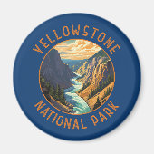 Yellowstone Nationalpark Fluss Distressed Circle Magnet (Vorne)