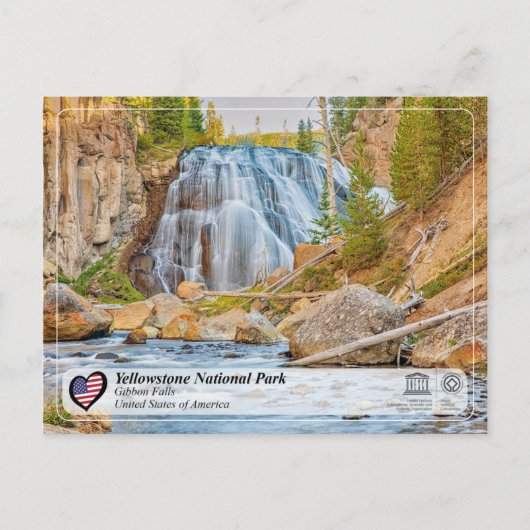 Yellowstone Nationalpark - Gibbon Falls Postkarte (Vorderseite)