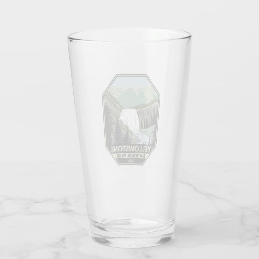 Yellowstone Nationalpark Gibbon Falls Vintag Glas (Rückseite)