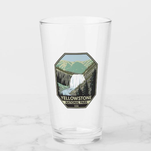 Yellowstone Nationalpark Gibbon Falls Vintag Glas (Vorderseite)