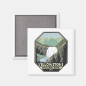 Yellowstone Nationalpark Gibbon Falls Vintag Magnet (Vorderseite/Rückseite)