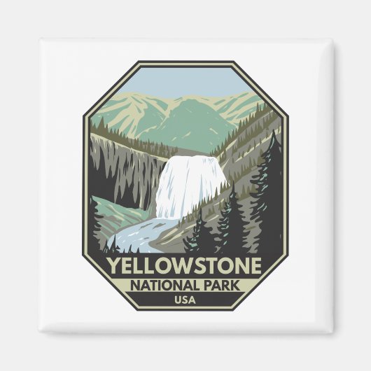 Yellowstone Nationalpark Gibbon Falls Vintag Magnet (Vorne)