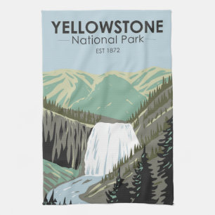 Yellowstone-Nationalpark Gibbon Falls Vintage  Geschirrtuch
