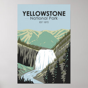 Yellowstone-Nationalpark Gibbon Falls Vintage  Poster